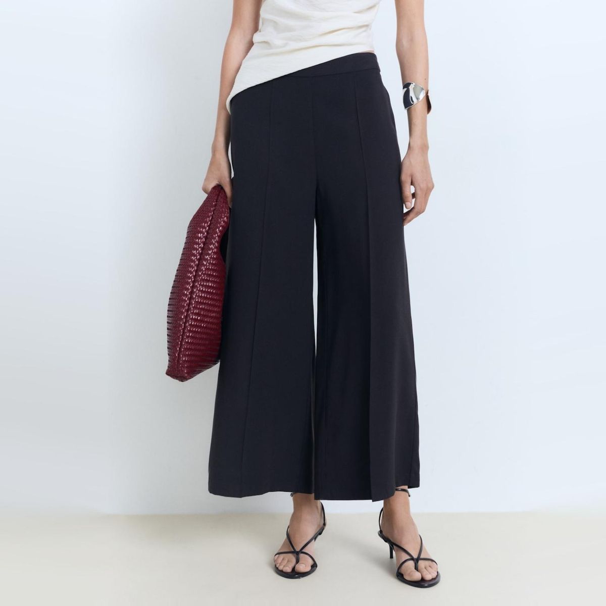 MANGO - Pantalón Palazzo Fluido Mujer Mango