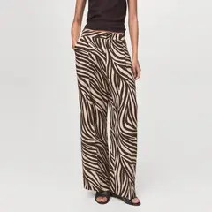 MANGO - Pantalón Recto Pinzas Cebra Mujer