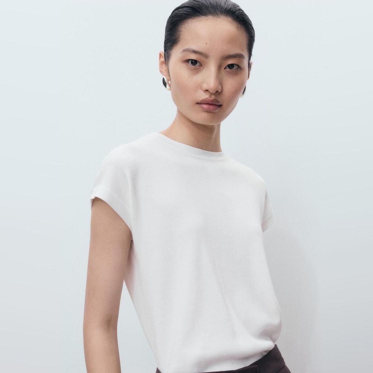 MANGO - Sweater Algodón Punto Manga Corta Mujer Mango