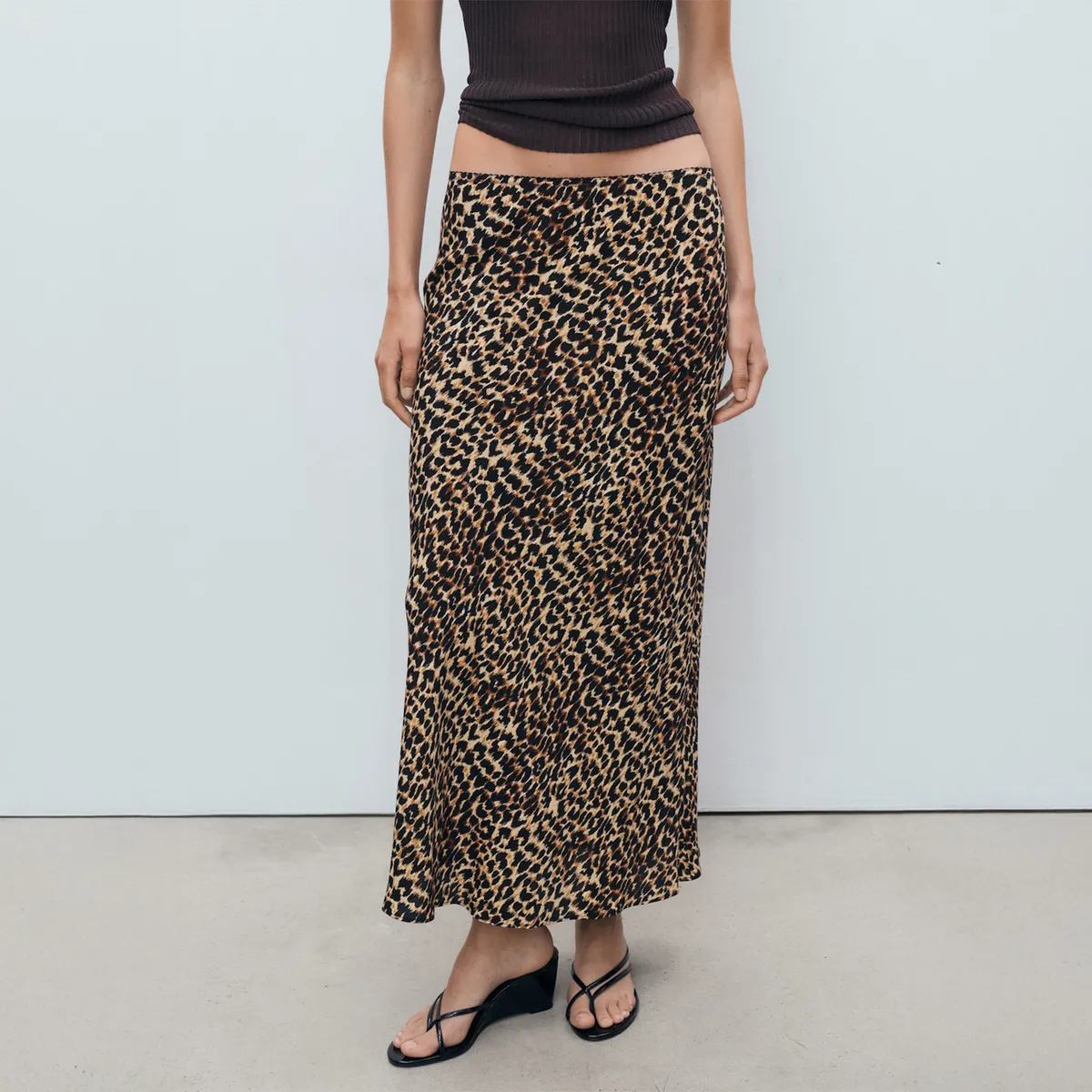 MANGO - Falda Midi Leopardo Mujer Mango