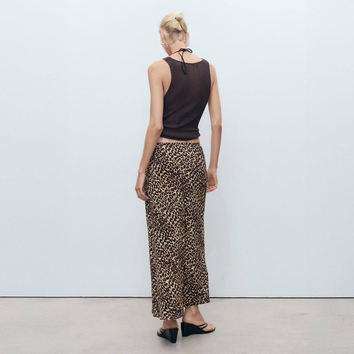 MANGO - Falda Midi Leopardo Mujer Mango