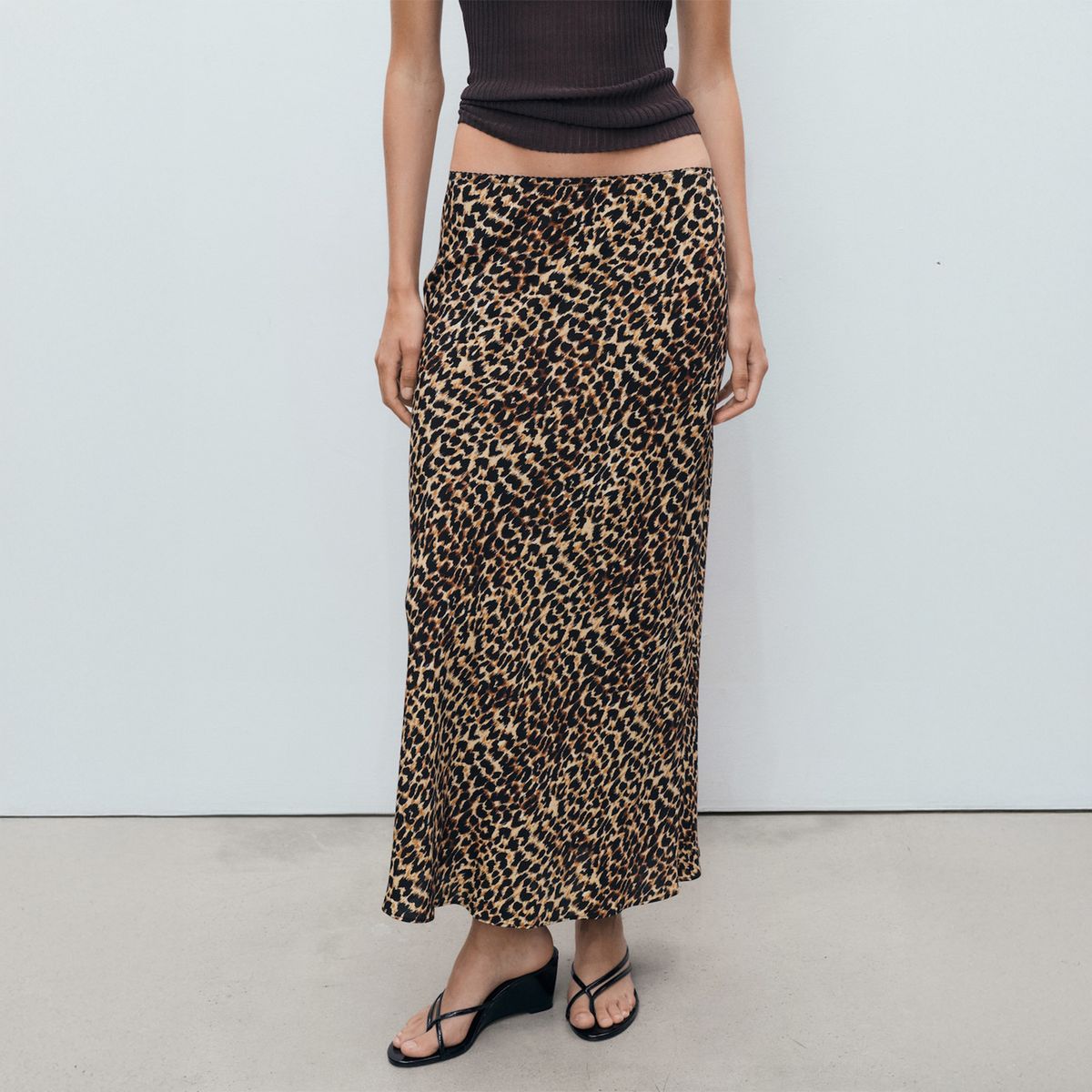 MANGO - Falda Midi Leopardo Mujer Mango