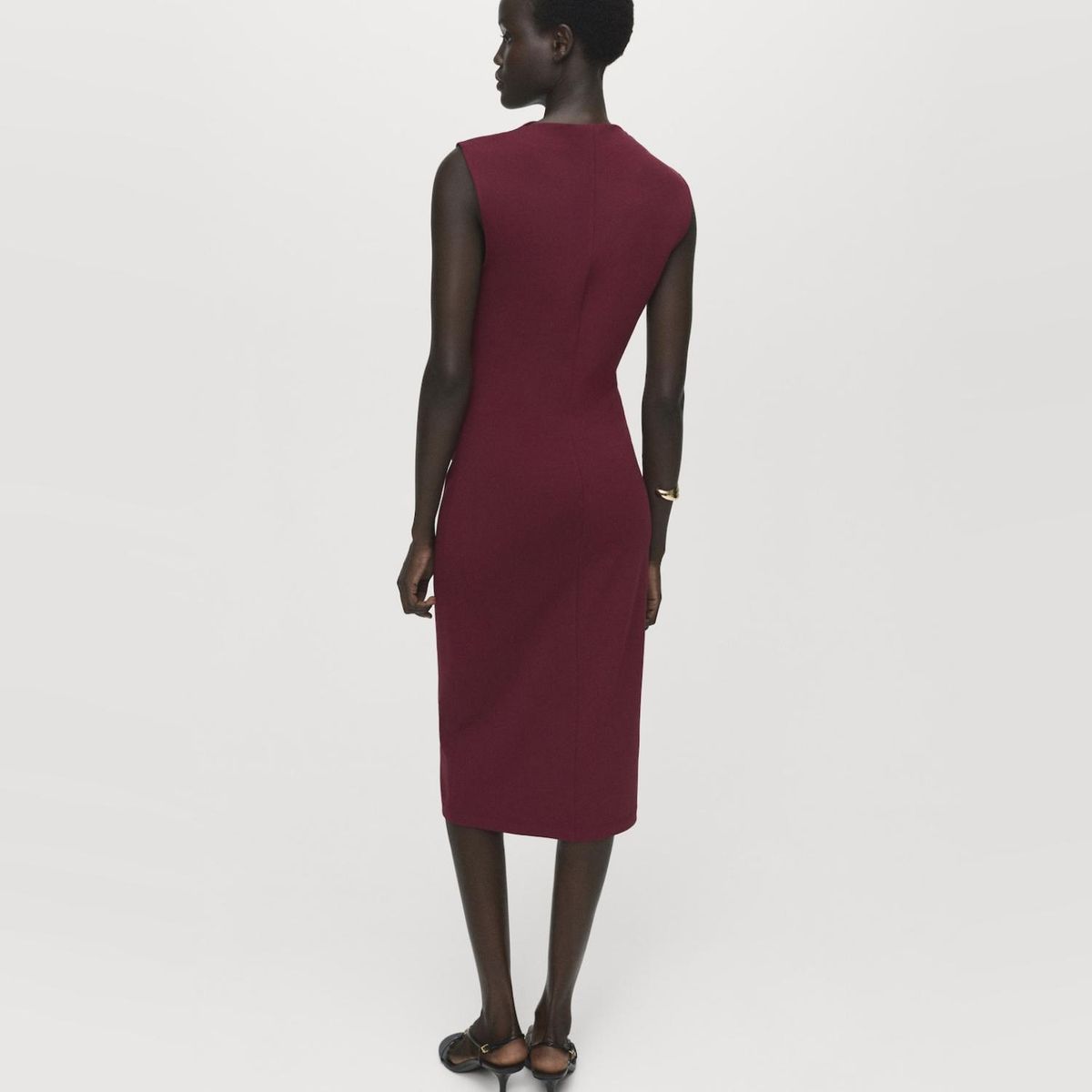 MANGO - Vestido Entallado Fruncido Mango Mujer