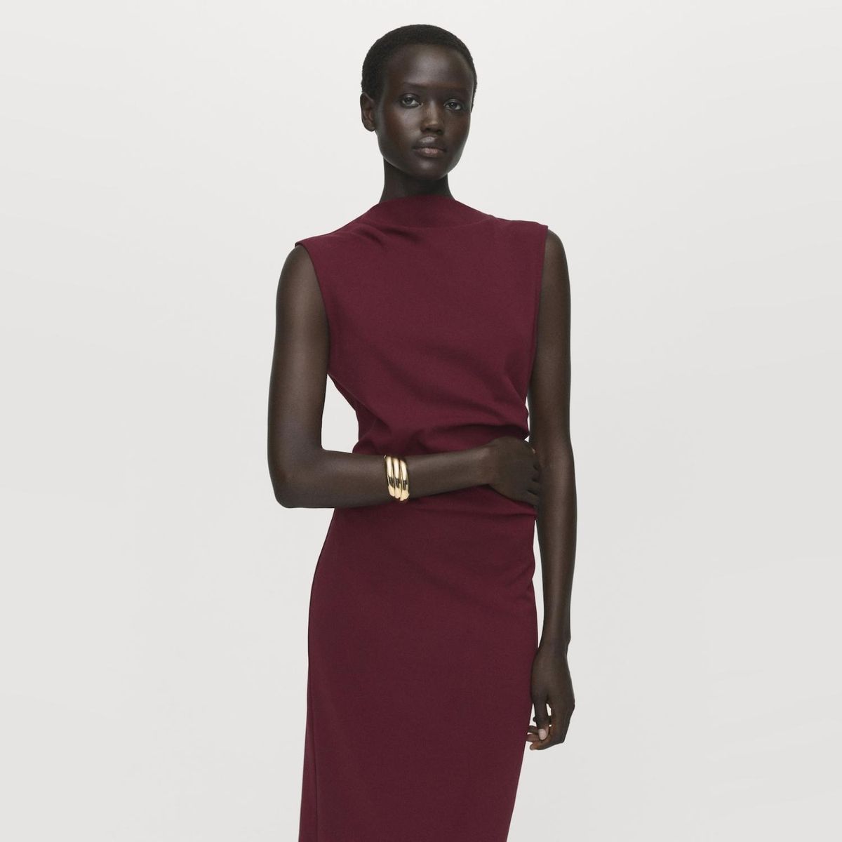 MANGO - Vestido Entallado Fruncido Mango Mujer