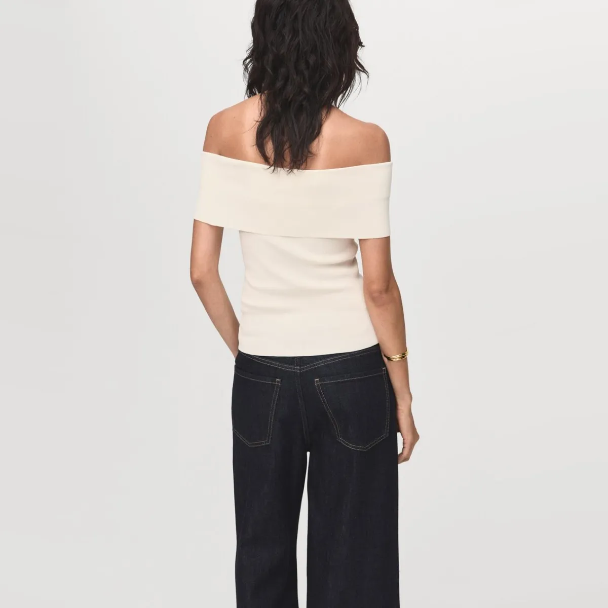 MANGO - Polera Punto Palabra De Honor Mujer Mango