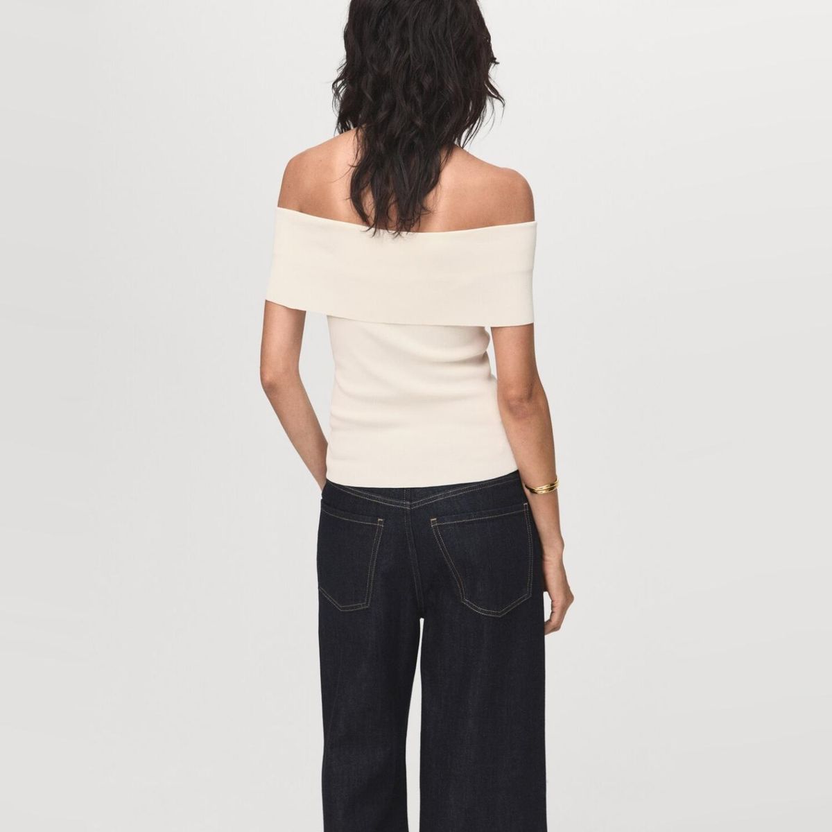 MANGO - Polera Punto Palabra De Honor Mujer Mango