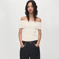 MANGO - Polera Punto Palabra De Honor Mujer