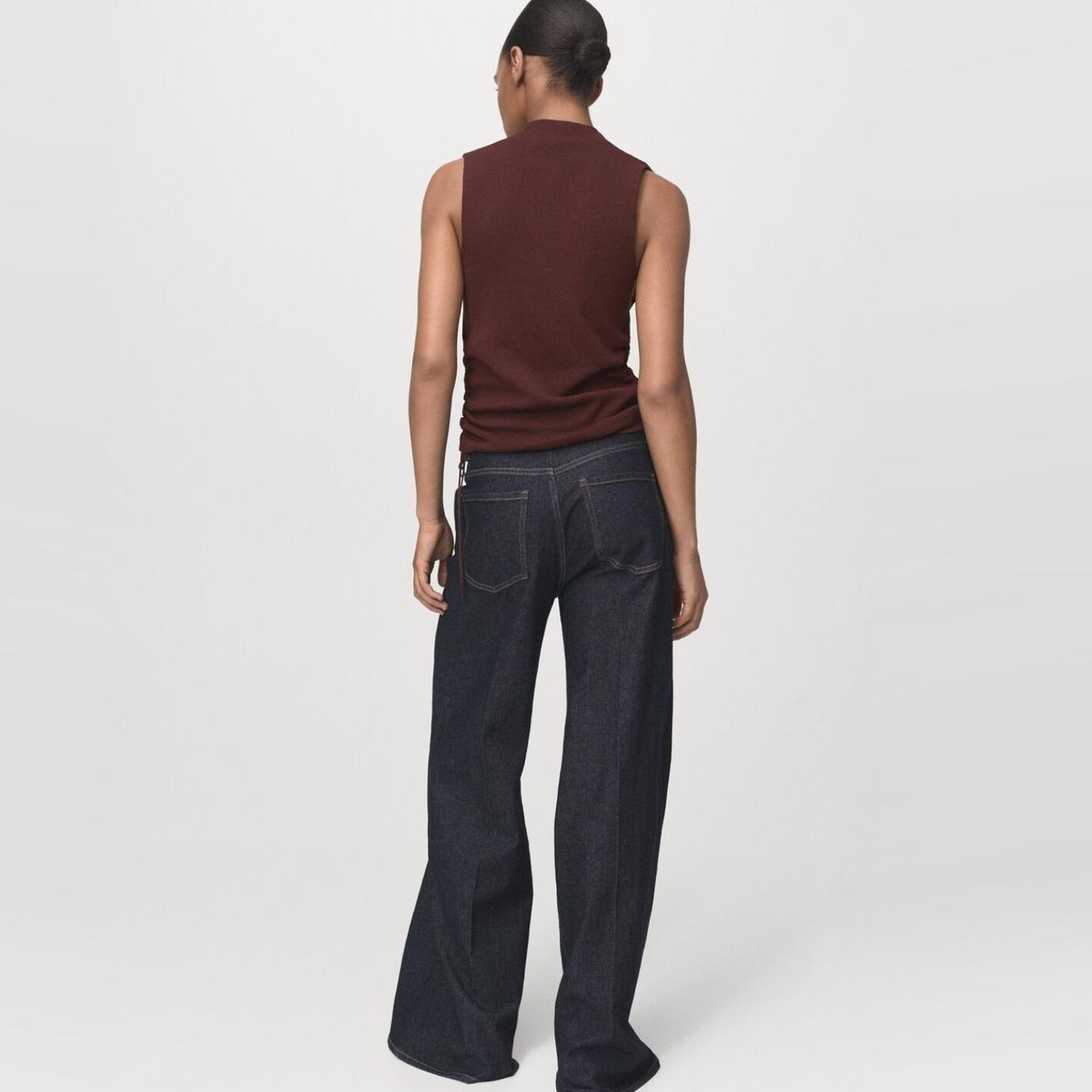 MANGO - Polera Punto Fruncidos Mujer Mango