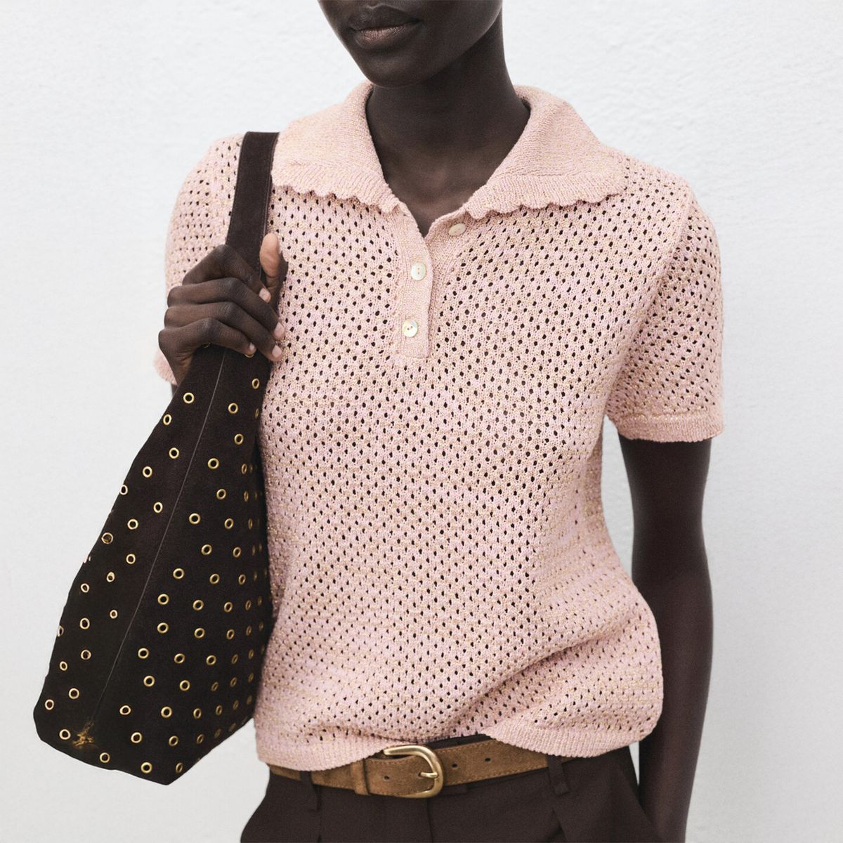 MANGO - Sweater Crochet Lurex Mujer Mango