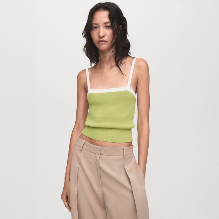 MANGO Polera Punto Espalda Cruzada Mujer