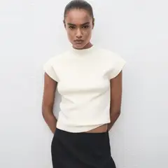 MANGO - Sweater Punto Fino Manga Corta Mujer