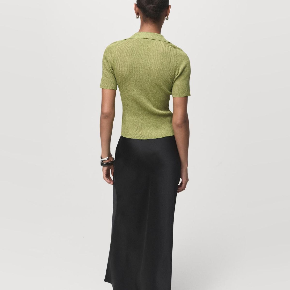 MANGO - Sweater Lúrex Cuello Polo Mujer Mango