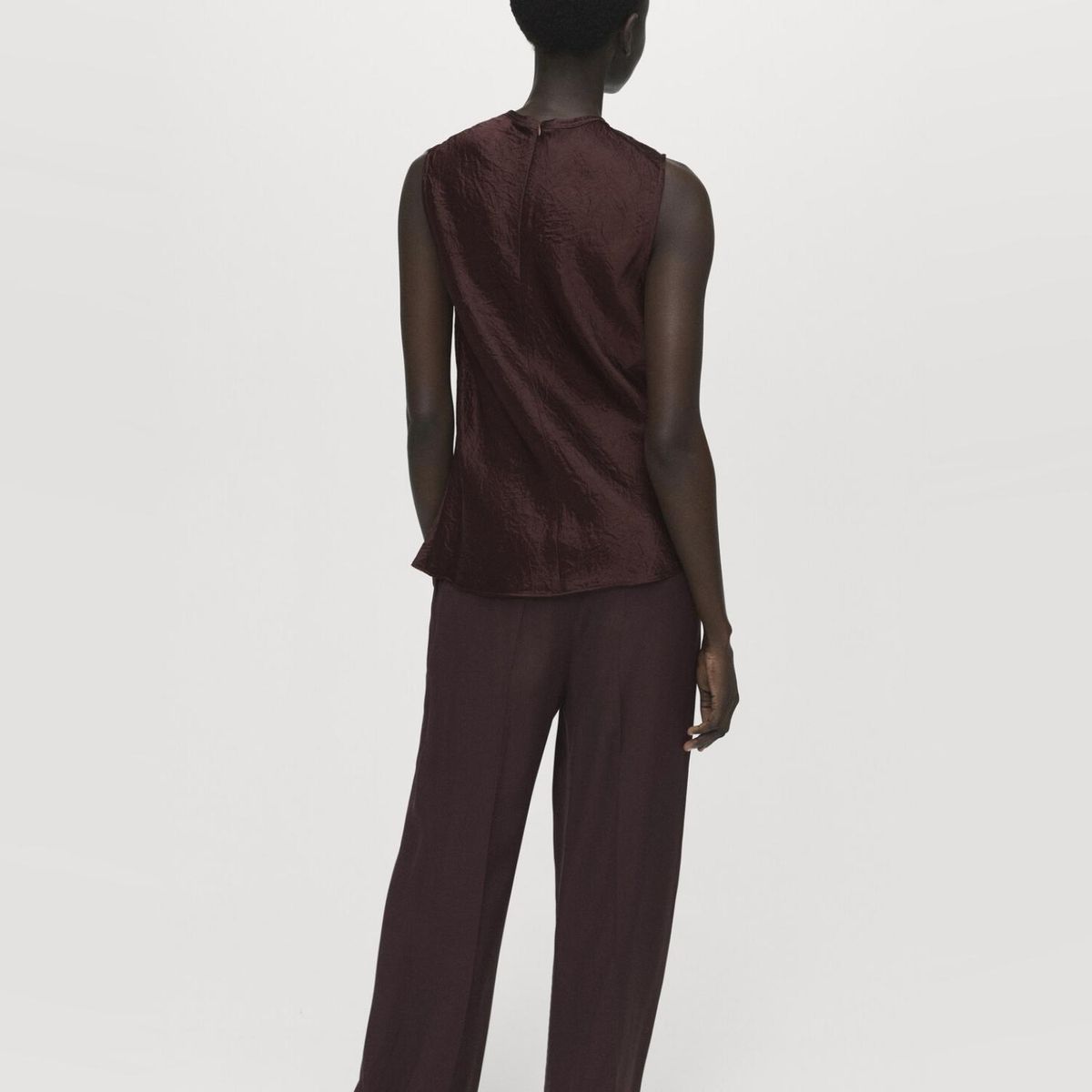 MANGO - Blusa Satinada Efecto Arrugado Mujer Mango