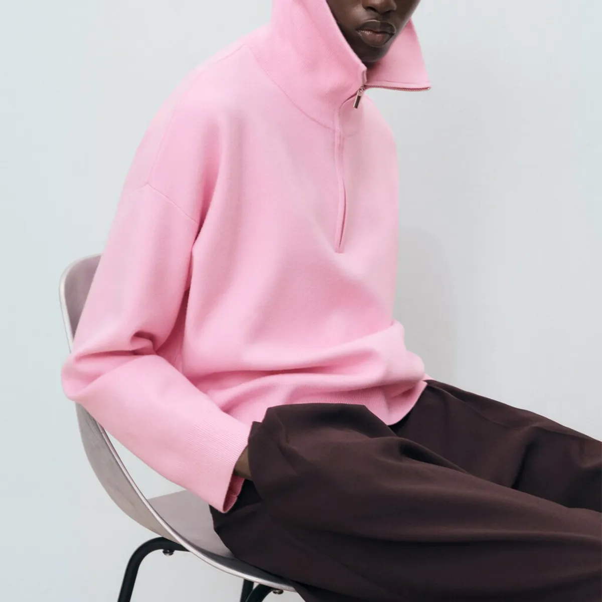 MANGO - Sweater Punto Cuello Cremallera Mujer Mango