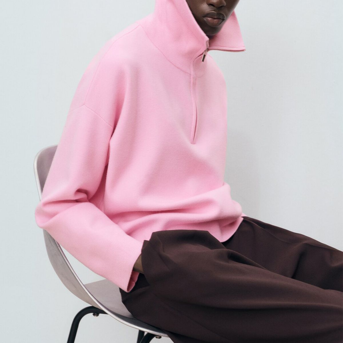 MANGO - Sweater Punto Cuello Cremallera Mujer Mango