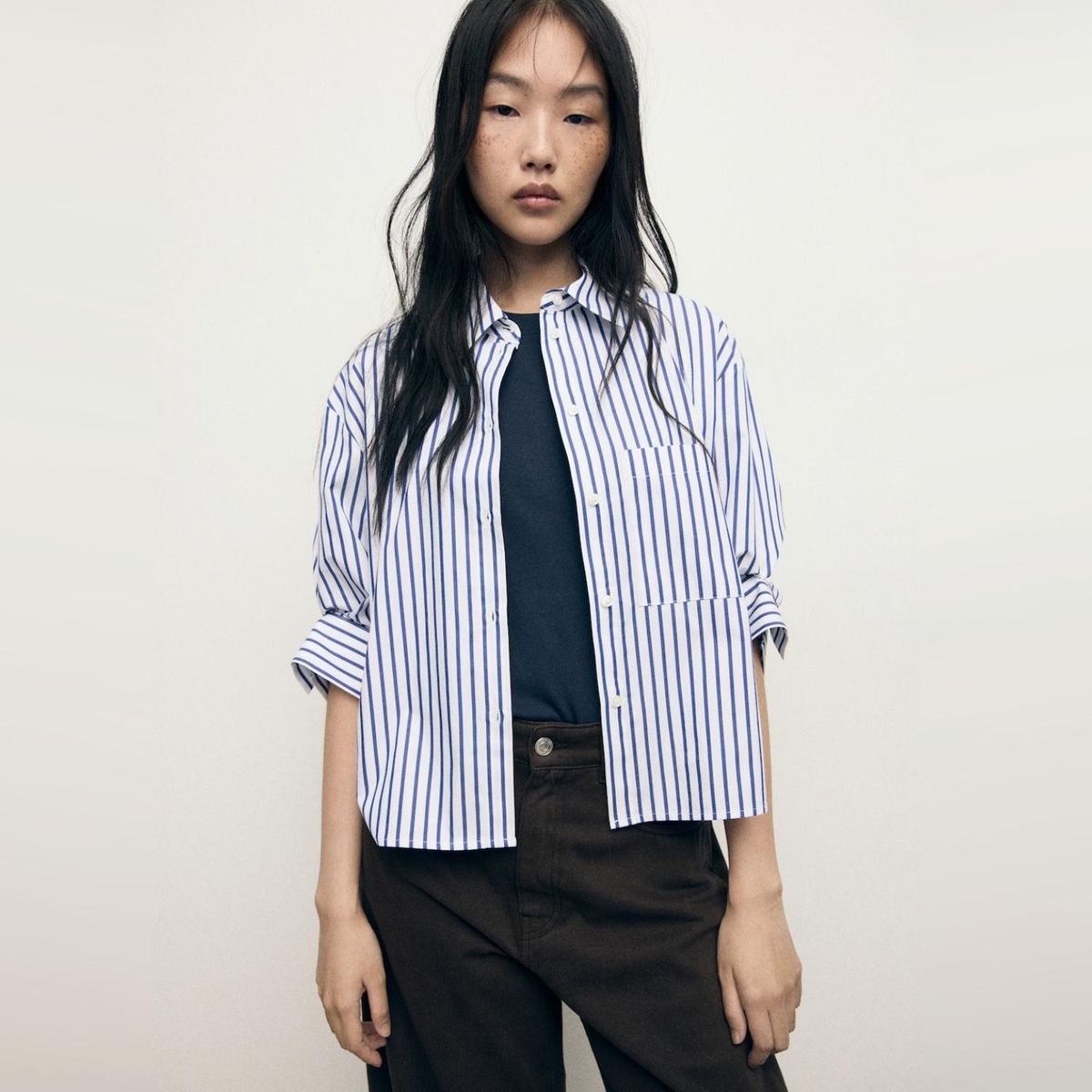 MANGO - Blusa Crop Rayas Mujer Mango