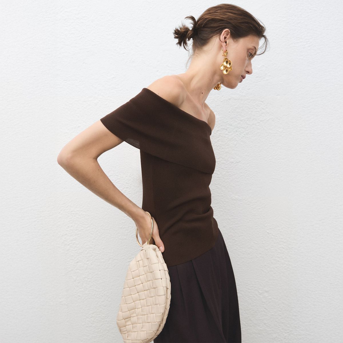 MANGO - Polera Punto Palabra De Honor Mujer Mango