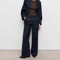 Pantalón Denim Wide Leg Trabillas Mujer