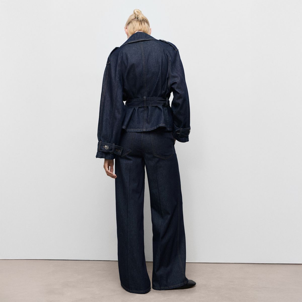 MANGO - Pantalón Denim Wide Leg Trabillas Mujer Mango