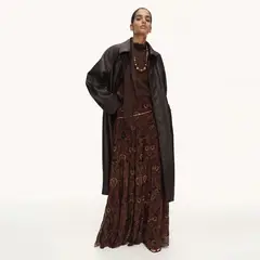 MANGO - Trench Largo Efecto Piel Mujer