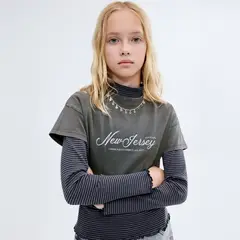 MANGO KIDS - Polera Crop Estampada Niña Mango