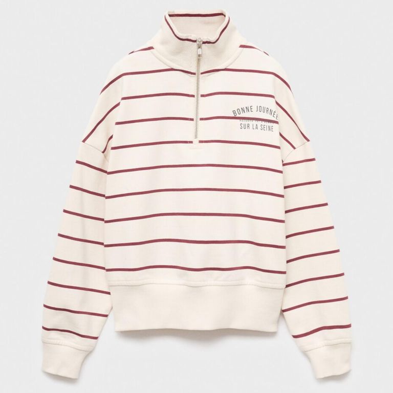 MANGO KIDS Polerón Rayas Mensaje Estampado Niña Mango