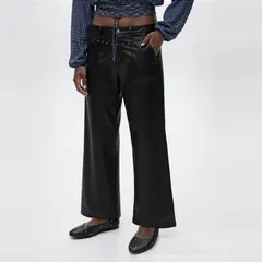 MANGO TEEN - Pantalones Polipiel Tachuelas Niña Mango