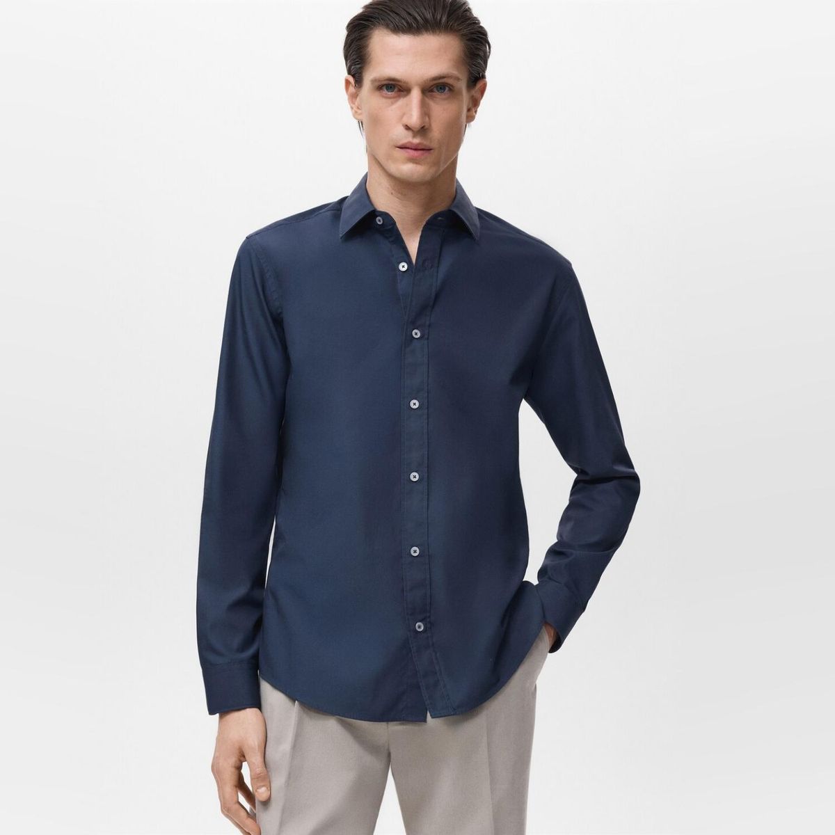 MANGO MAN - Camisa 100% Algodón Regular Fit Hombre Mango Man