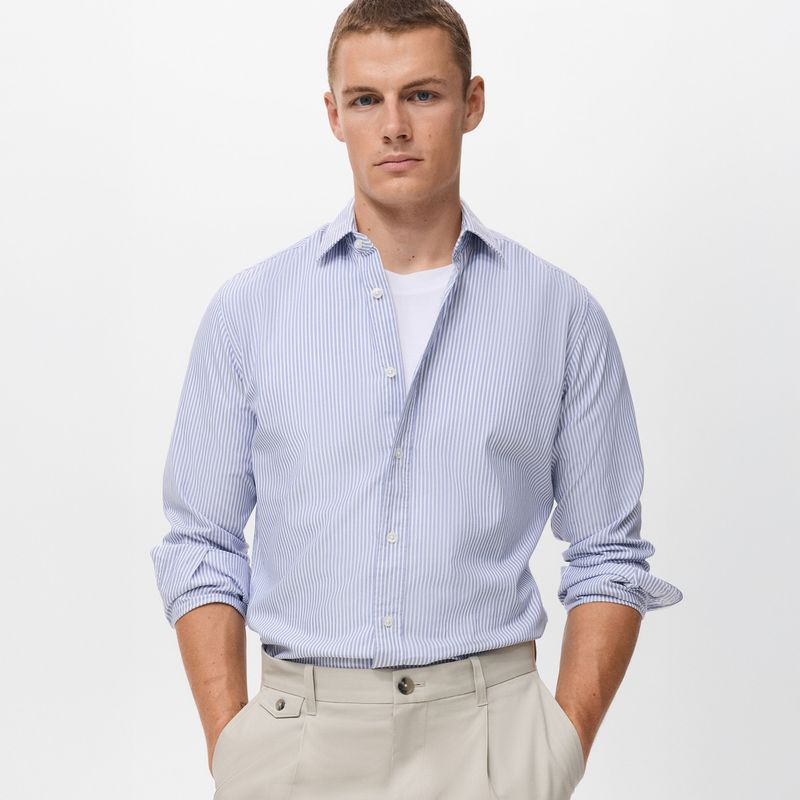 MANGO MAN - Camisa 100% Algodón Rayas Kodak Hombre Mango Man