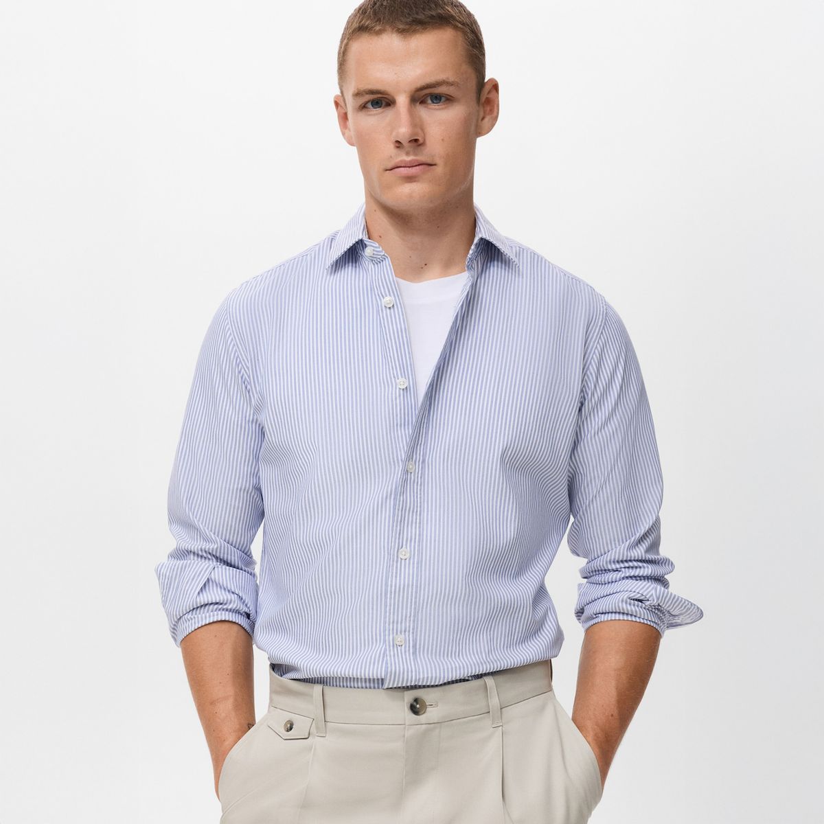 MANGO MAN - Camisa 100% Algodón Rayas Kodak Hombre Mango Man