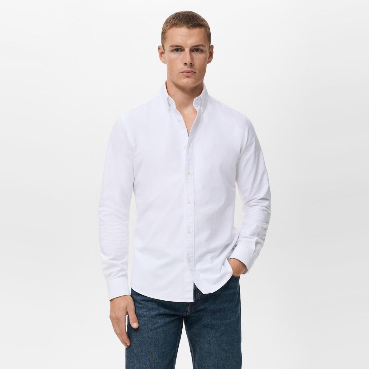 MANGO MAN - Camisa 100% Algodón Oxford Hombre Mango Man