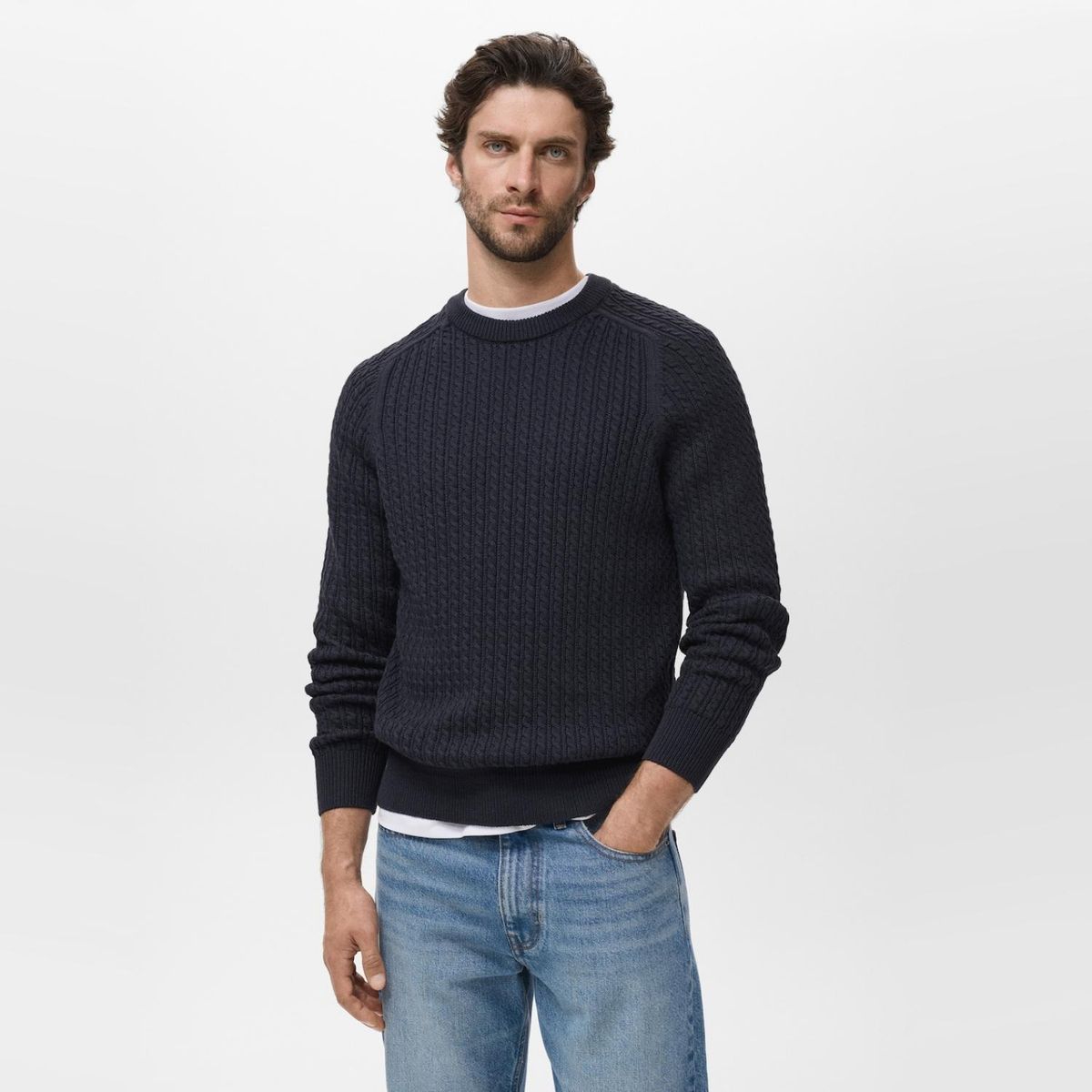 MANGO MAN - Sweater 100% Algodón Trenzado Hombre Mango