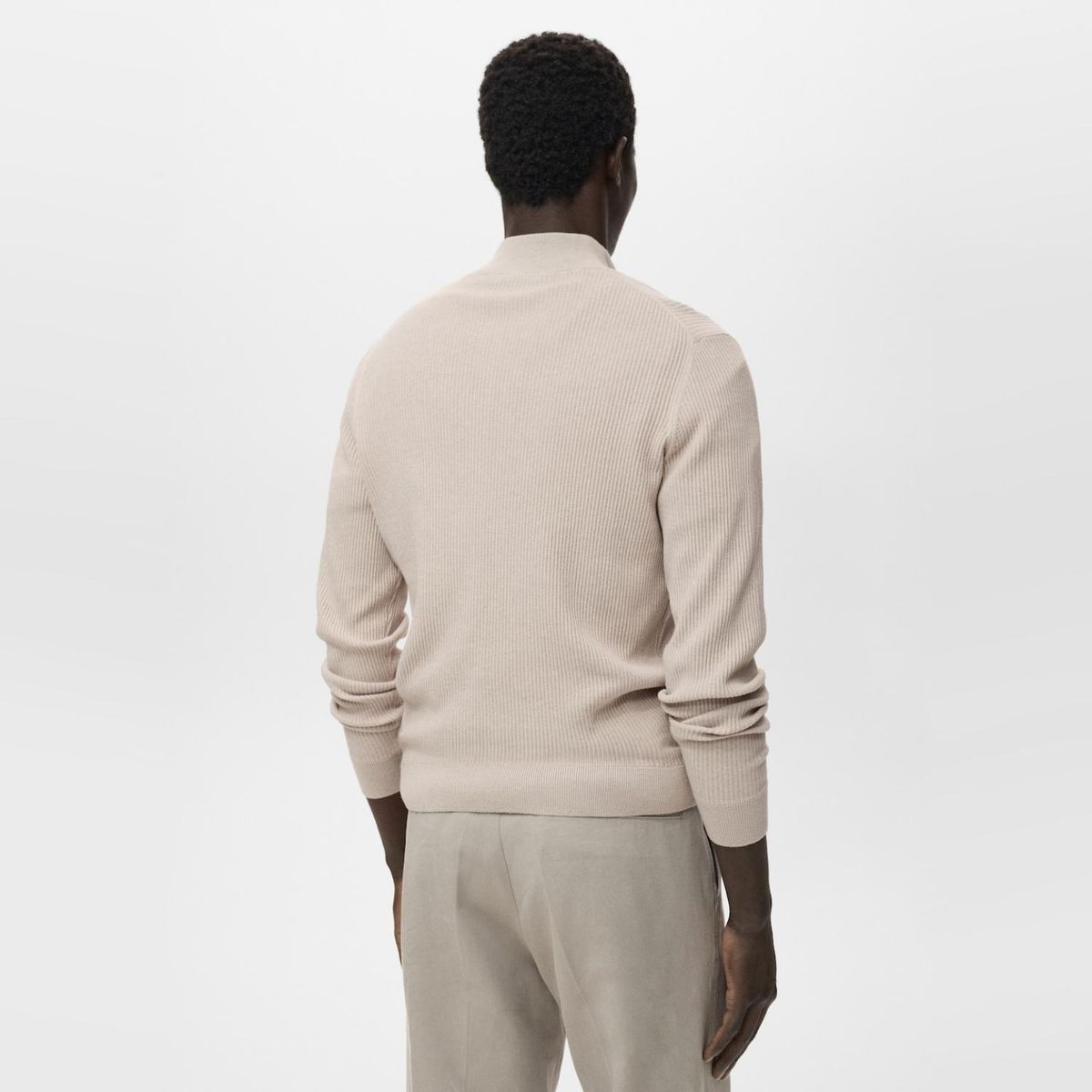 MANGO MAN - Sweater Canalé Cuello Cremallera Hombre Mango Man