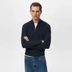 MANGO MAN - Sweater Canalé Cuello Cremallera Hombre