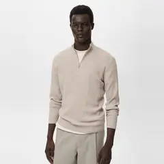 MANGO MAN - Sweater Canalé Cuello Cremallera Hombre