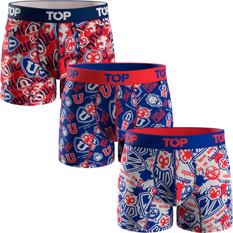 TOP - Pack de 3 Boxers Algodón Universidad de Chile Hombre Top