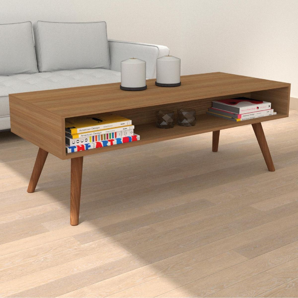 STANFORD - Mesa De Centro Clásica Nogal Stanford