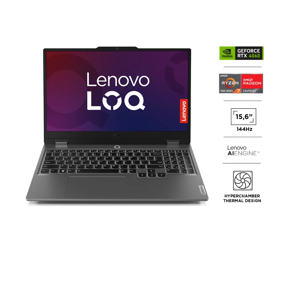 Notebook Gamer LOQ AMD Ryzen 7 7435HS 24GB RAM 512GB SSD RTX 4060 15.6" FHD 144Hz G-SYNC, foto 2