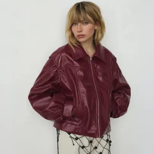 LAAGAM - Chaqueta Bomber Cuero Effect Mujer