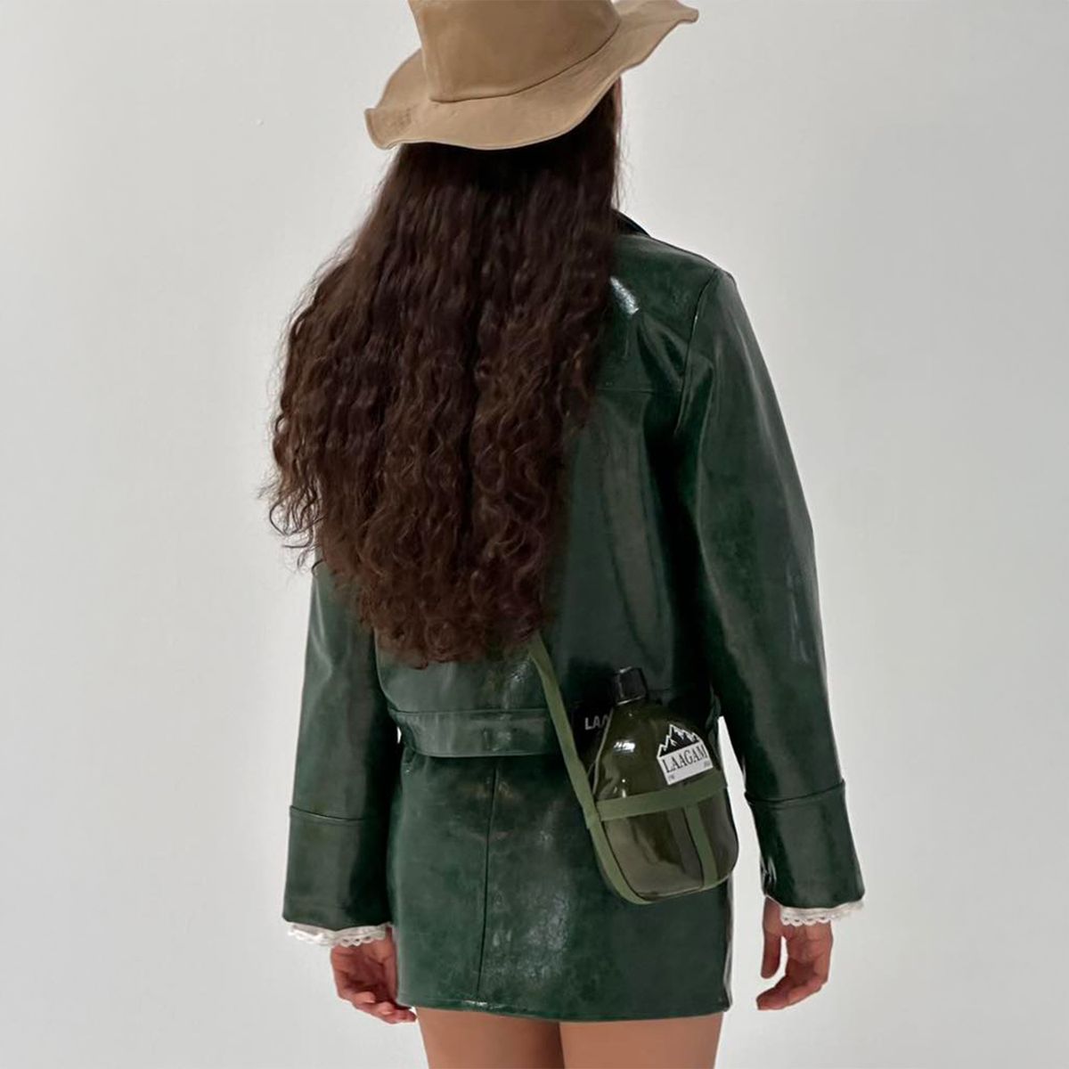 LAAGAM - Falda Corta Lena Cuero Effect Mujer Laagam