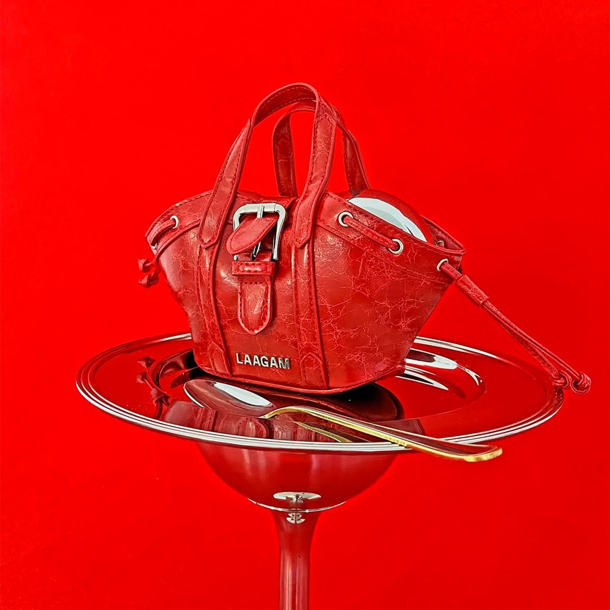 LAAGAM - Cartera Mini con Doble Strap Efecto Piel Mujer Laagam