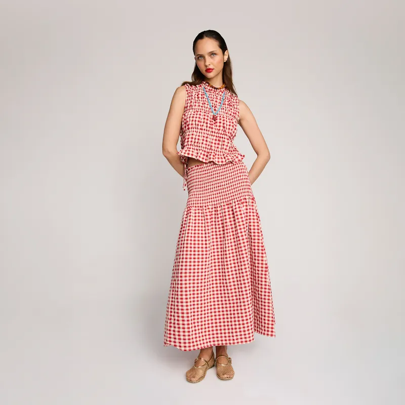NURRK - Falda Midi Estampada Cintura Elasticada Mujer Nurrk