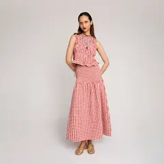 NURRK - Falda Midi Estampada Cintura Elasticada Mujer