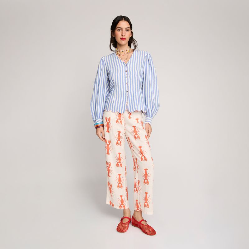 NURRK - Pantalón Recto Estampado Lino Mujer Nurrk