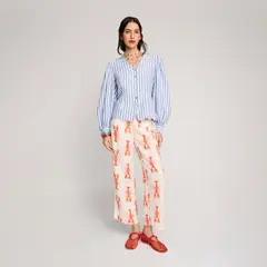 NURRK - Pantalón Recto Estampado Lino Mujer
