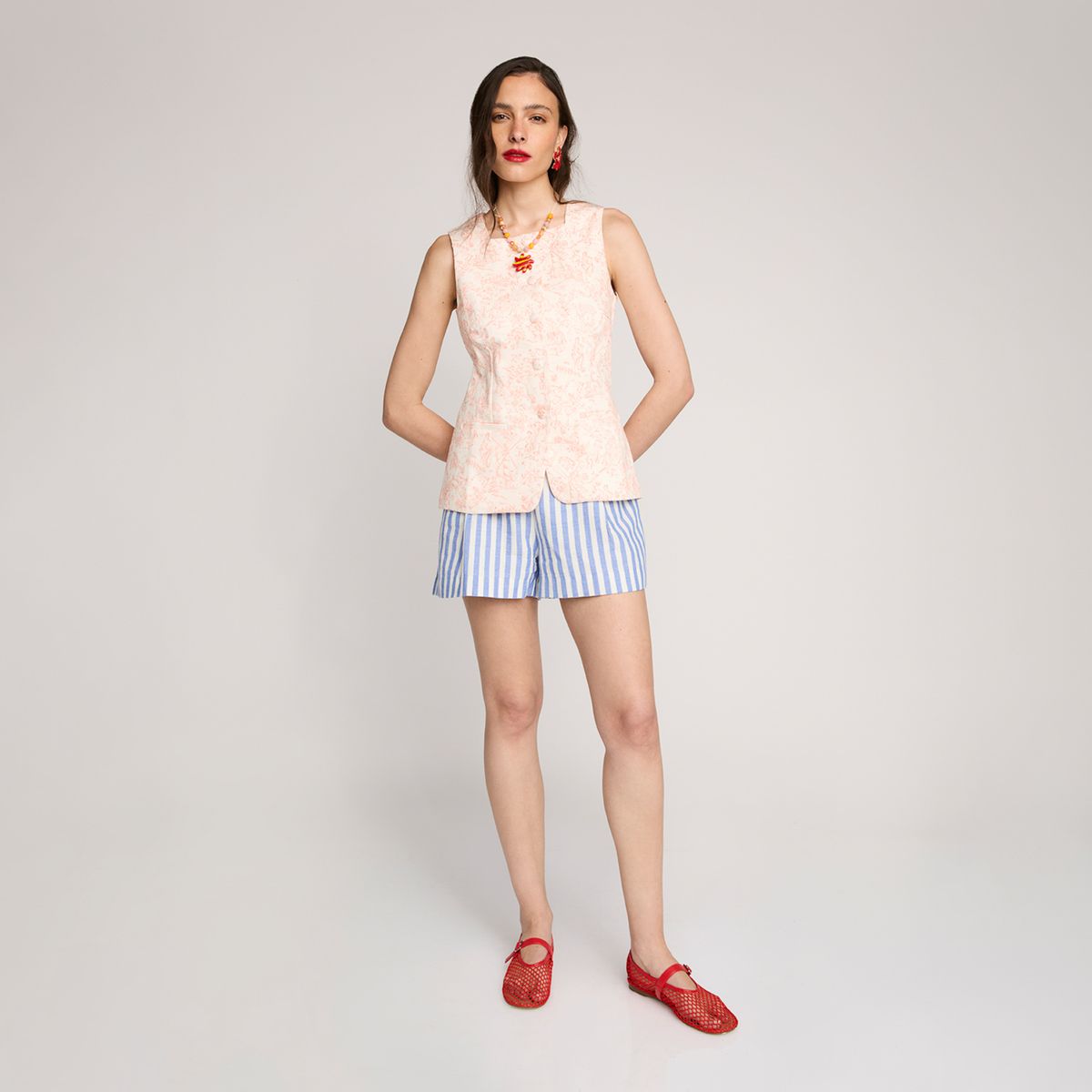 NURRK - Short Tiro Alto Rayas 100% Algodón Mujer Nurrk