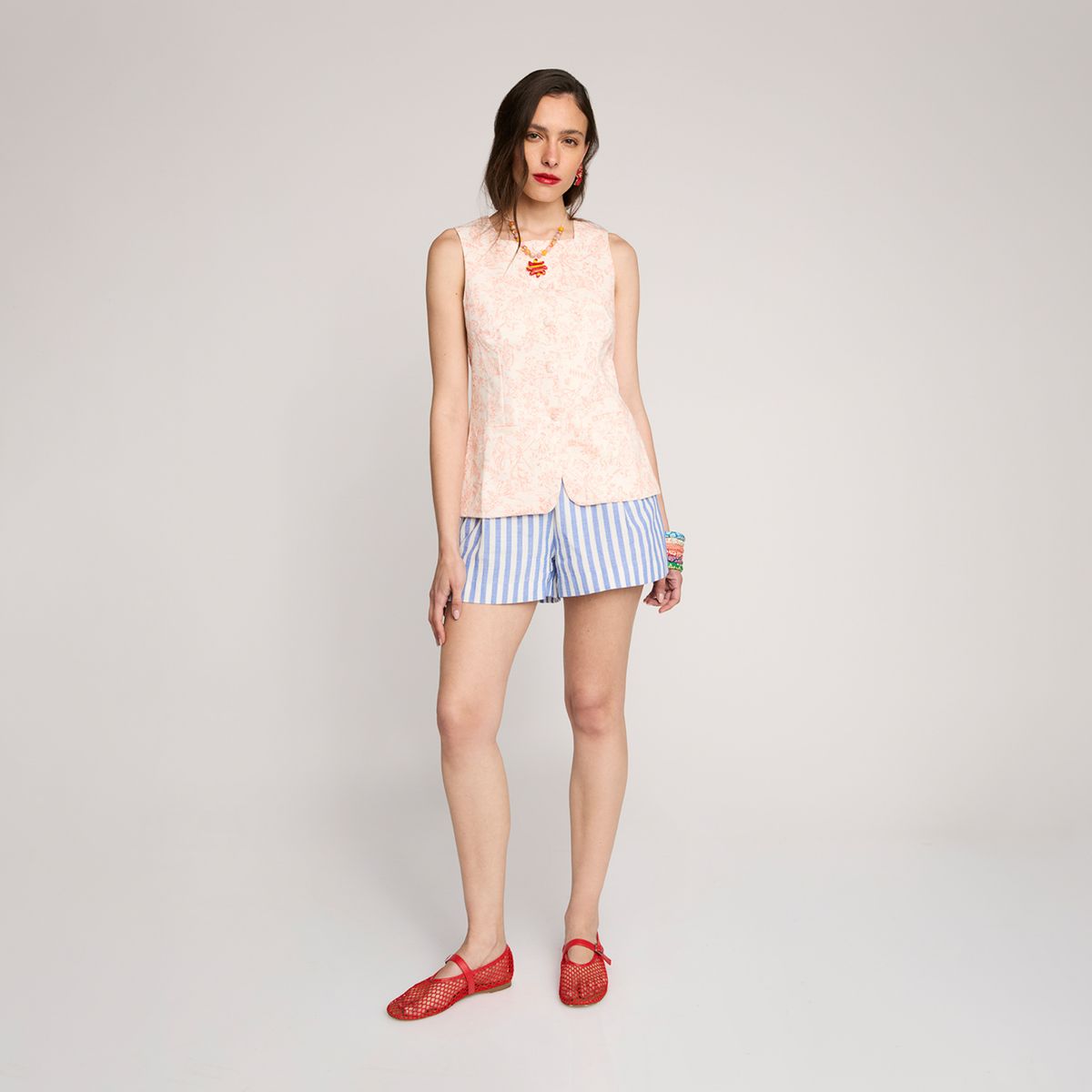 NURRK - Short Tiro Alto Rayas 100% Algodón Mujer Nurrk