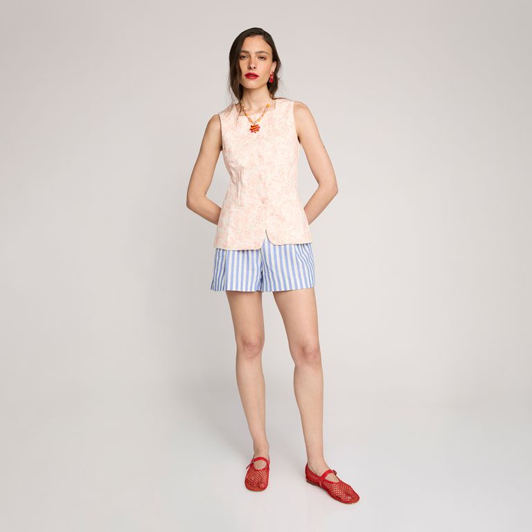 NURRK Short Tiro Alto Rayas 100% Algodón Mujer