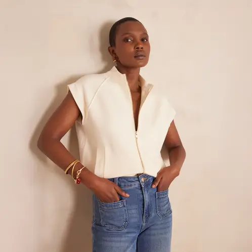 MAISON 123 - Chaleco Con Cierre Sin Mangas Mujer