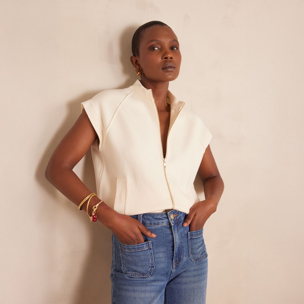 MAISON 123 - Chaleco Con Cierre Sin Mangas Mujer Maison 123